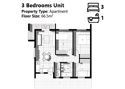 Three Bedroom Unit